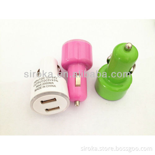 For US market 5V 2.1A+1A high quality Dual USB car charger for iPhone 4S 5 iPad